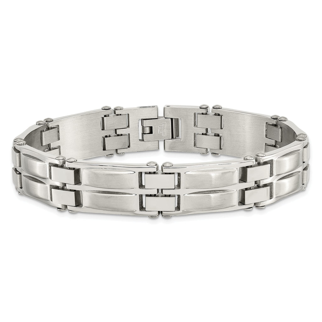 Stainless Steel Polished and Brushed Link Bracelet for Men