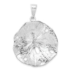 De-Ani Sterling Silver Rhodium-Plated Polished and Textured Beveled Sand Dollar Pendant