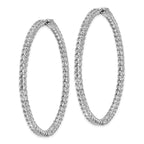 Sterling Shimmer Sterling Silver Rhodium-plated 114 Stone 2.5mm CZ In and Out Round Hinged Hoop Earrings