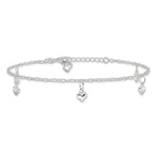 Puffed Heart Anklet in Sterling Silver