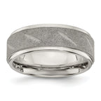 Ridged Edge Wedding Band in Stainless Steel, 8mm