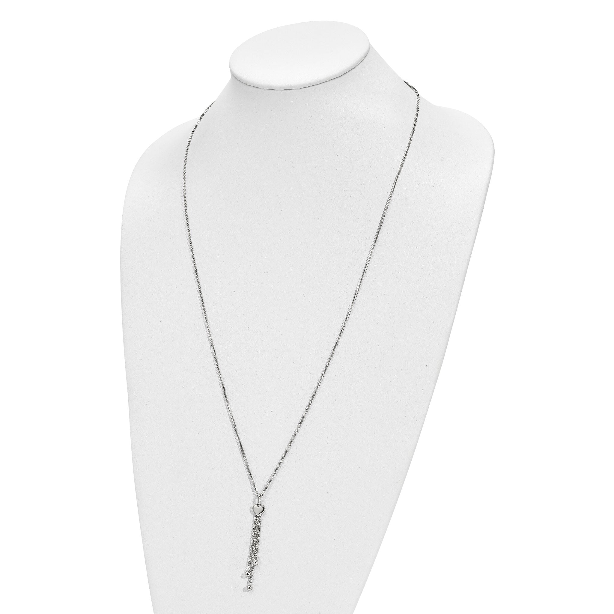 Sterling Silver Reflection Beads RH-plated Heart Beaded 27.5in Necklace