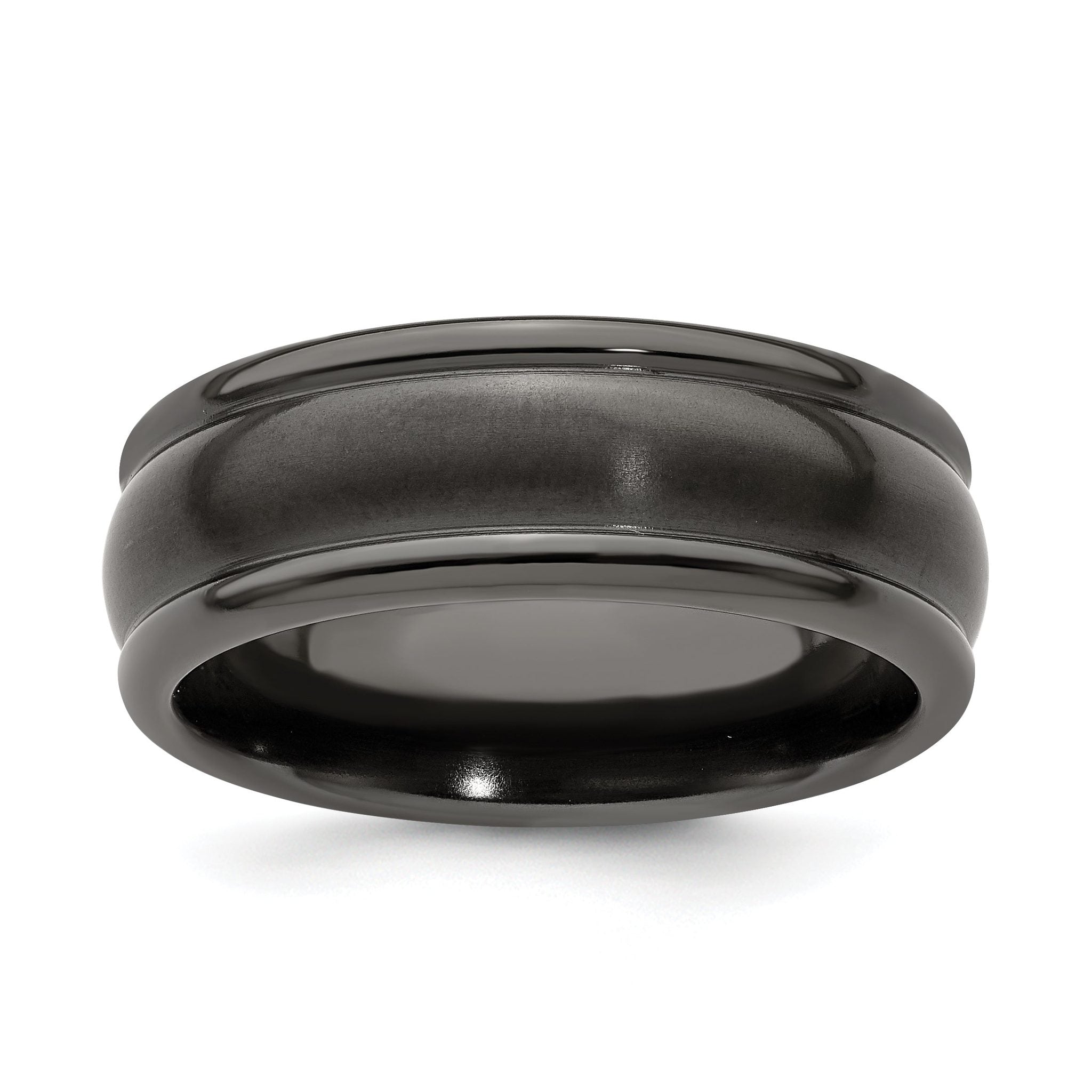 Edward Mirell Titanium Black Ti Triple Domed Grooved Edges 8mm Band Main image