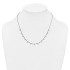 Sterling Silver Rhodium-plated Polished Pave CZ Hearts 16 Inch with 2 Inch Extension Necklace