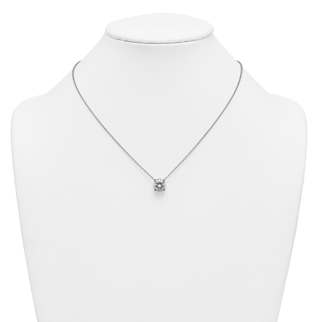 14k White Gold 3 1/2 carat Lab Grown Diamond VS/SI+ G+ Round Complete Four Prong 18 inch Solitaire Necklace
