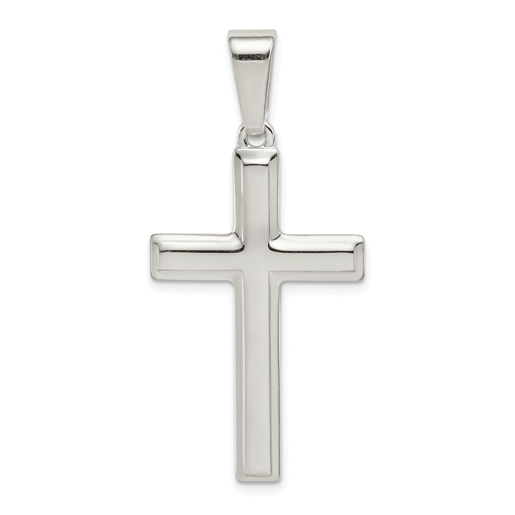 Sterling Silver 925 Polished Cross Pendant with Anti-Tarnish Finish