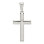 Sterling Silver 925 Polished Cross Pendant with Anti-Tarnish Finish
