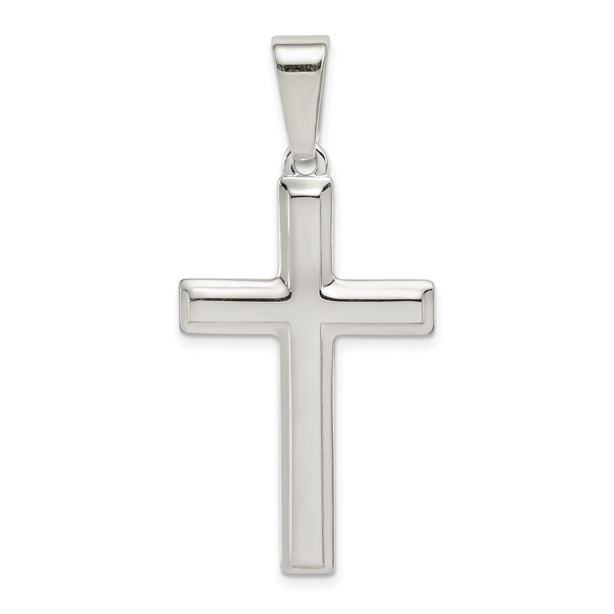 Sterling Silver 925 Polished Cross Pendant with Anti-Tarnish Finish