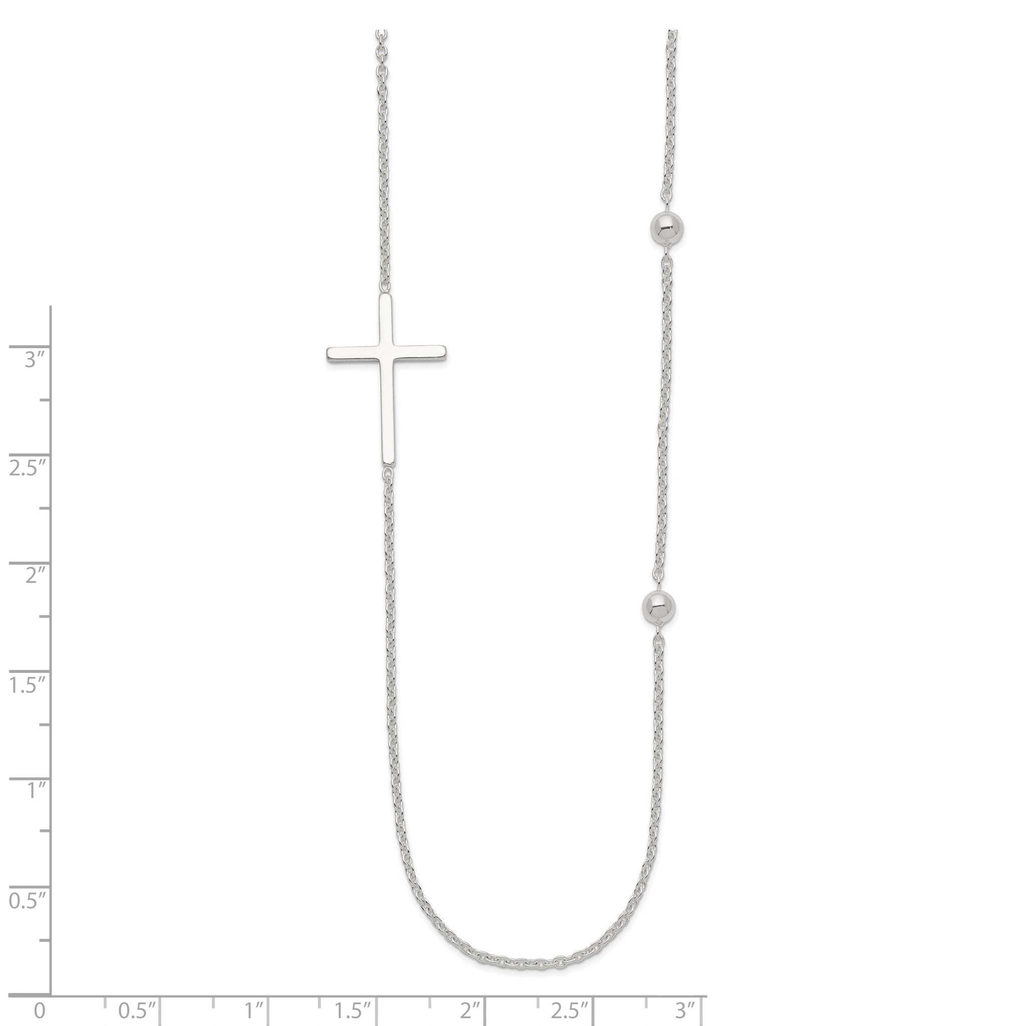 Sterling Silver Polished Cross Necklace