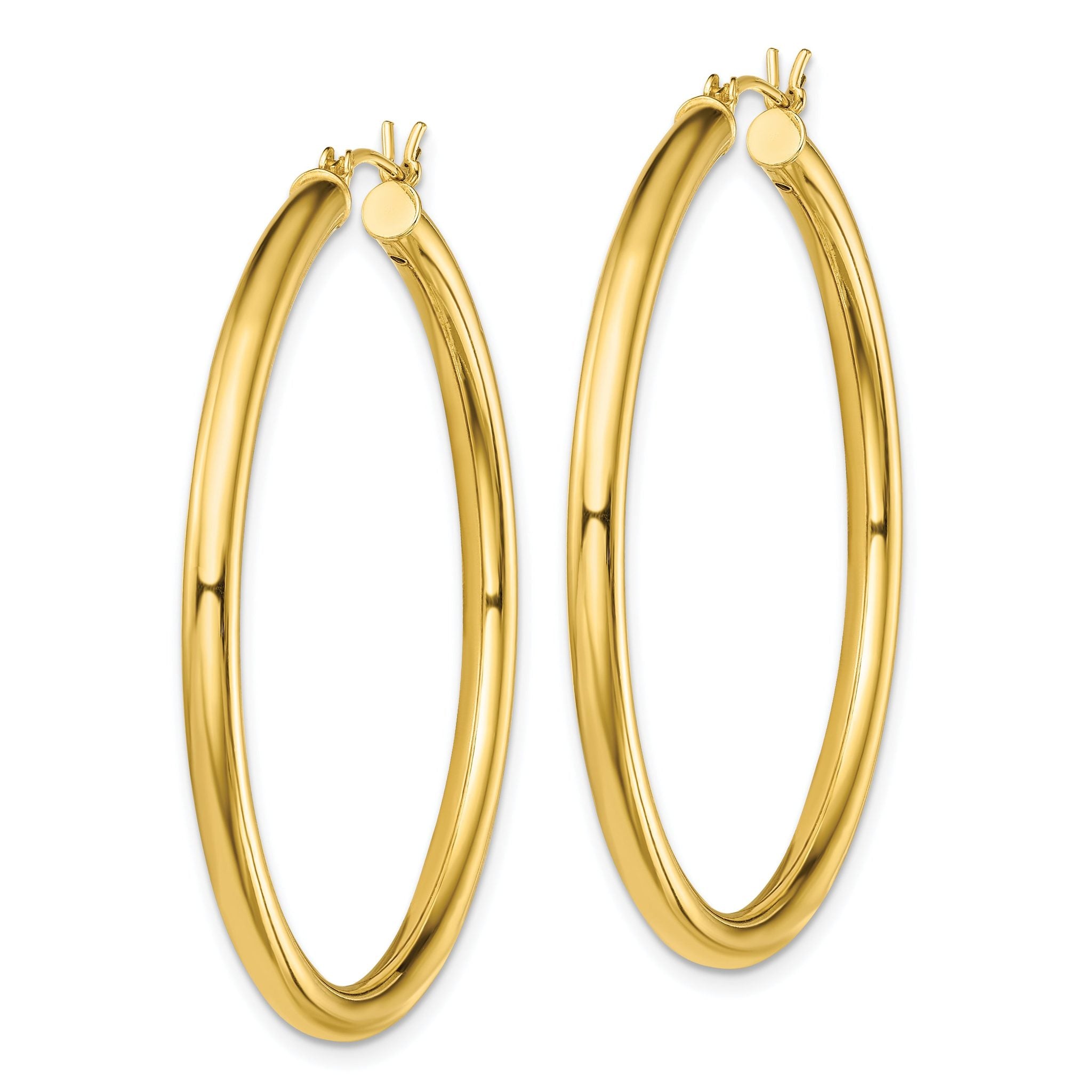 Sterling Silver Gold-Tone Polished 3x45mm Hoop Earrings Secondary image