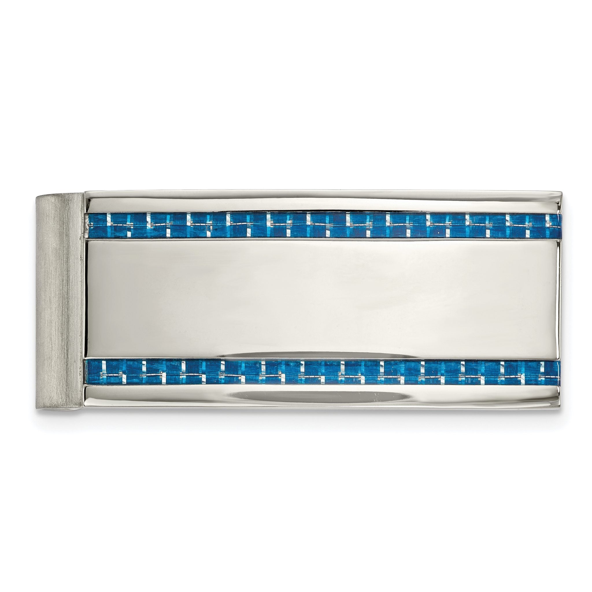 Chisel Stainless Steel Polished Blue Carbon Fiber Inlay Money Clip Main image