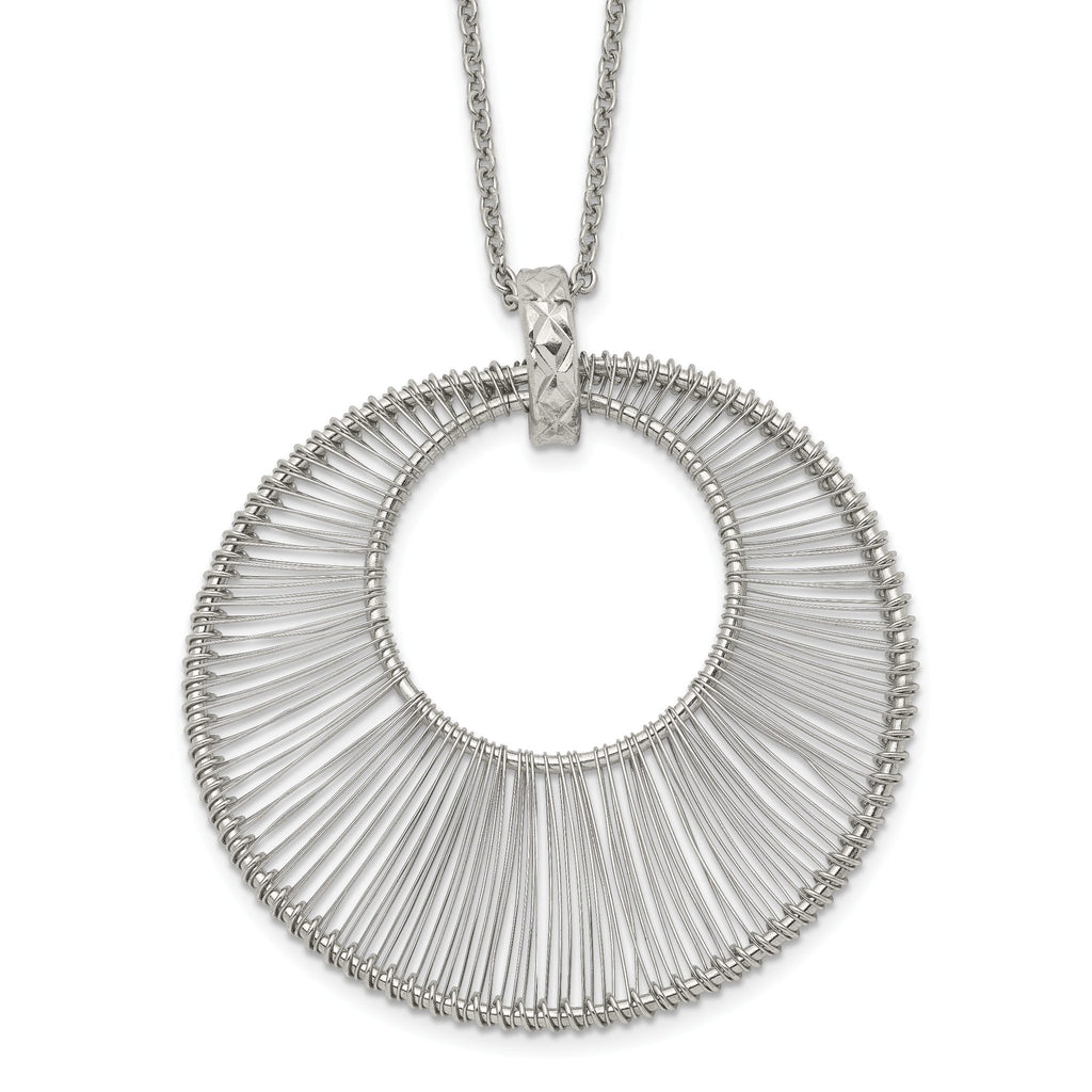 Polished Wire Circle Necklace in Stainless Steel