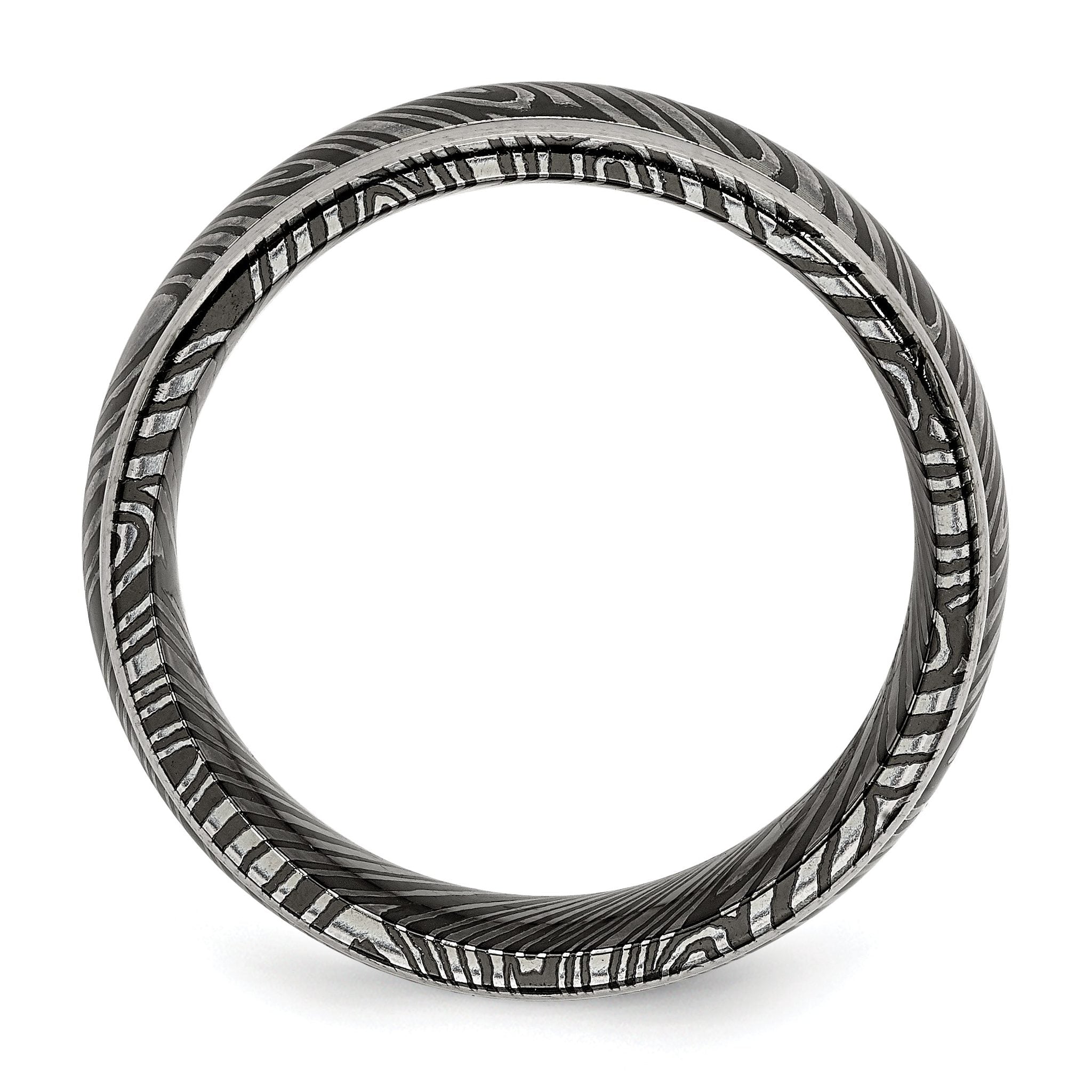 Titanium Wedding Band with Polished Finish and Ridged Edge Secondary image