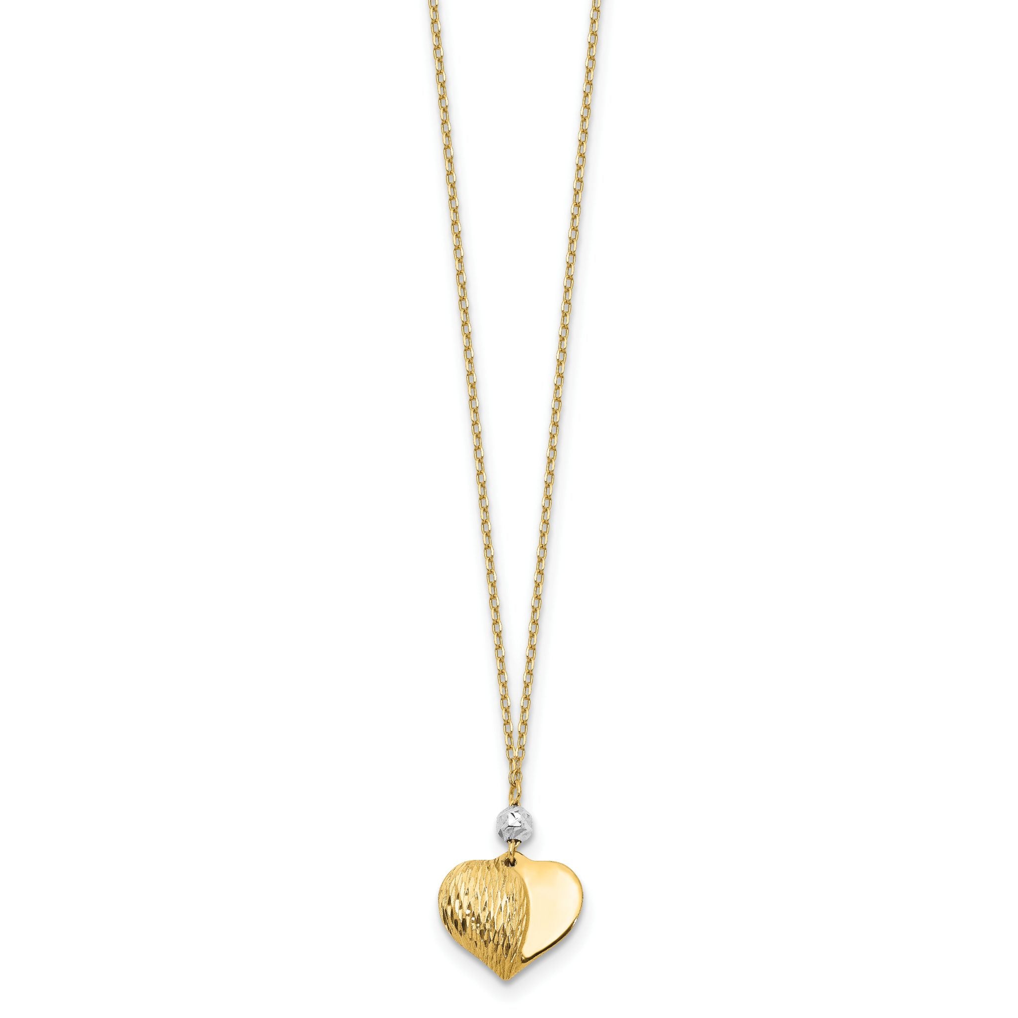 14K Two Tone Polished Heart Necklace Elegant Women's 18 Inch Design Secondary image