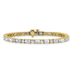 14k 10 carat Lab Grown Diamond VS+ F+ Complete Emerald and Round Tennis Bracelet