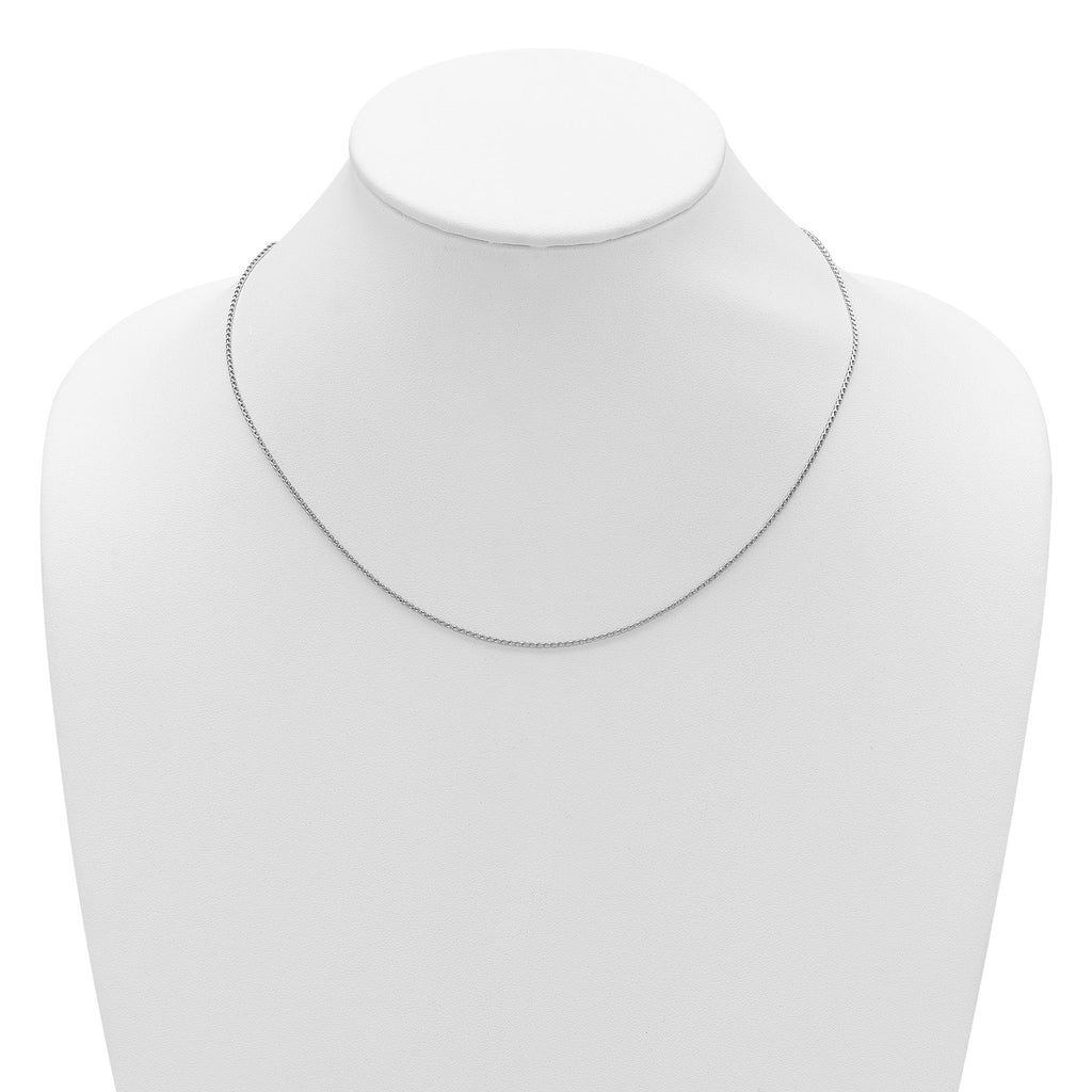 14K White Gold 1.15mm D/C Open Franco 1in+1in Adjustable Chain