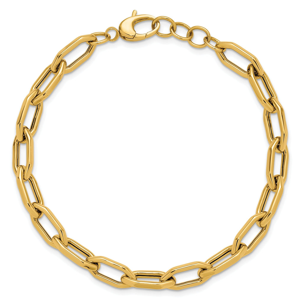 14K Polished Fancy Link with .5in ext. Bracelet