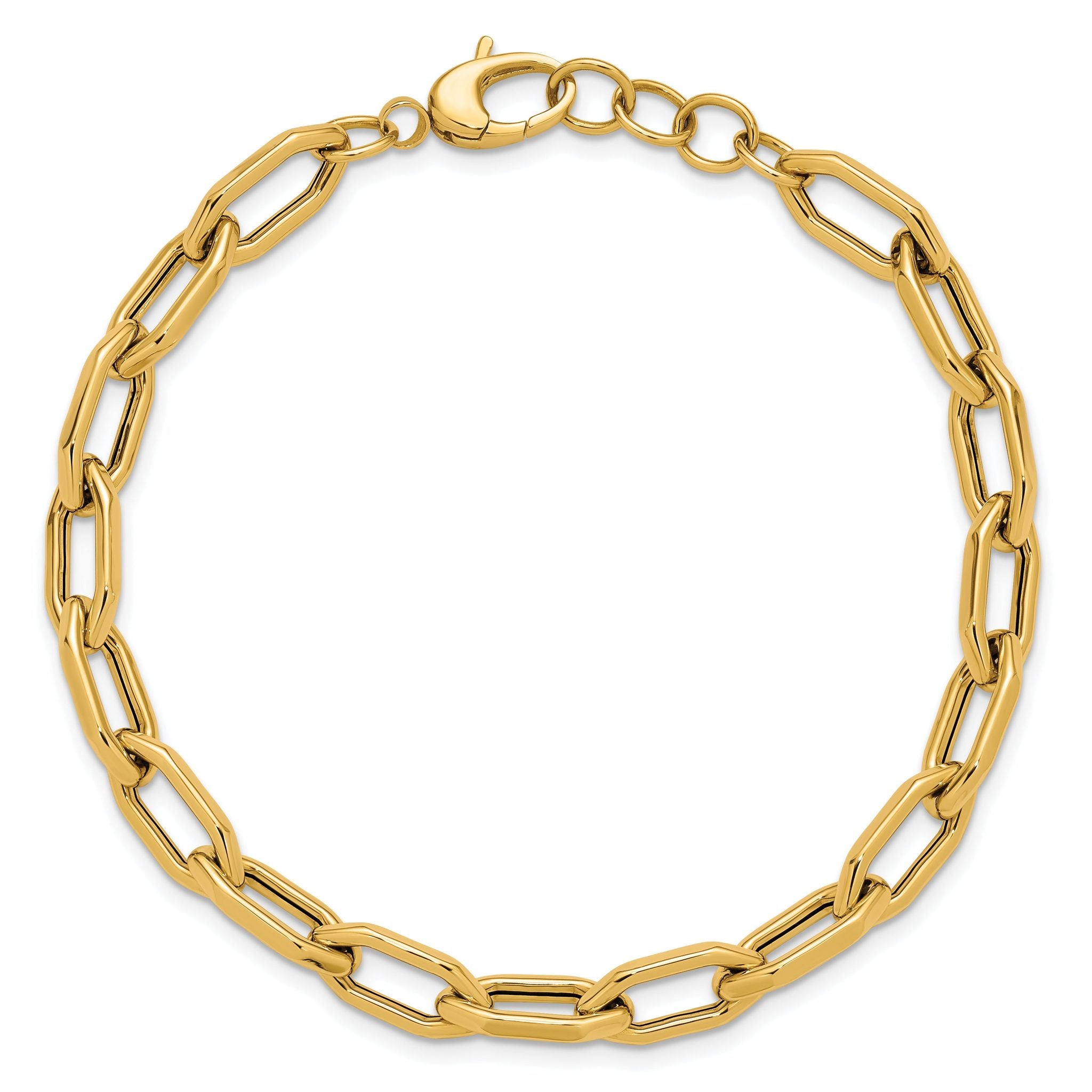 14K Polished Fancy Link with .5in ext. Bracelet