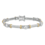 Sterling Silver Rhodium-plated and Vermeil CZ Bracelet