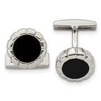 Scalloped Edge Cufflinks in Black IP Stainless Steel