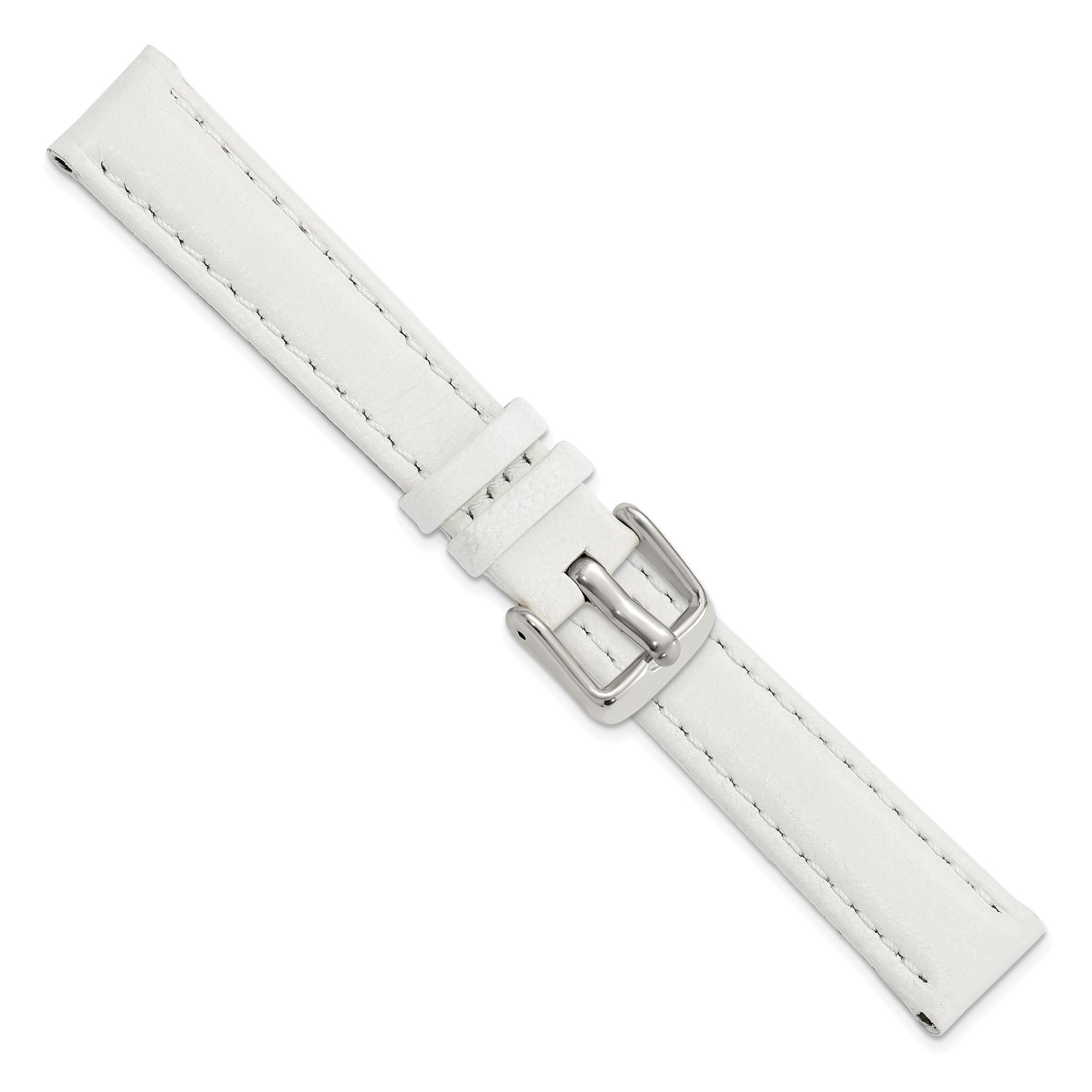 White Leather Watch Band with Panerai-Style Buckle, 18mm