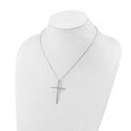 Sterling Shimmer Sterling Silver Rhodium-plated 1.3mm CZ 50 Stone Cross 16 inch with 2 inch Extension Necklace