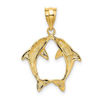 14K Gold Two Dolphins Pendant with Solid Cast Design  Elegant and Themed