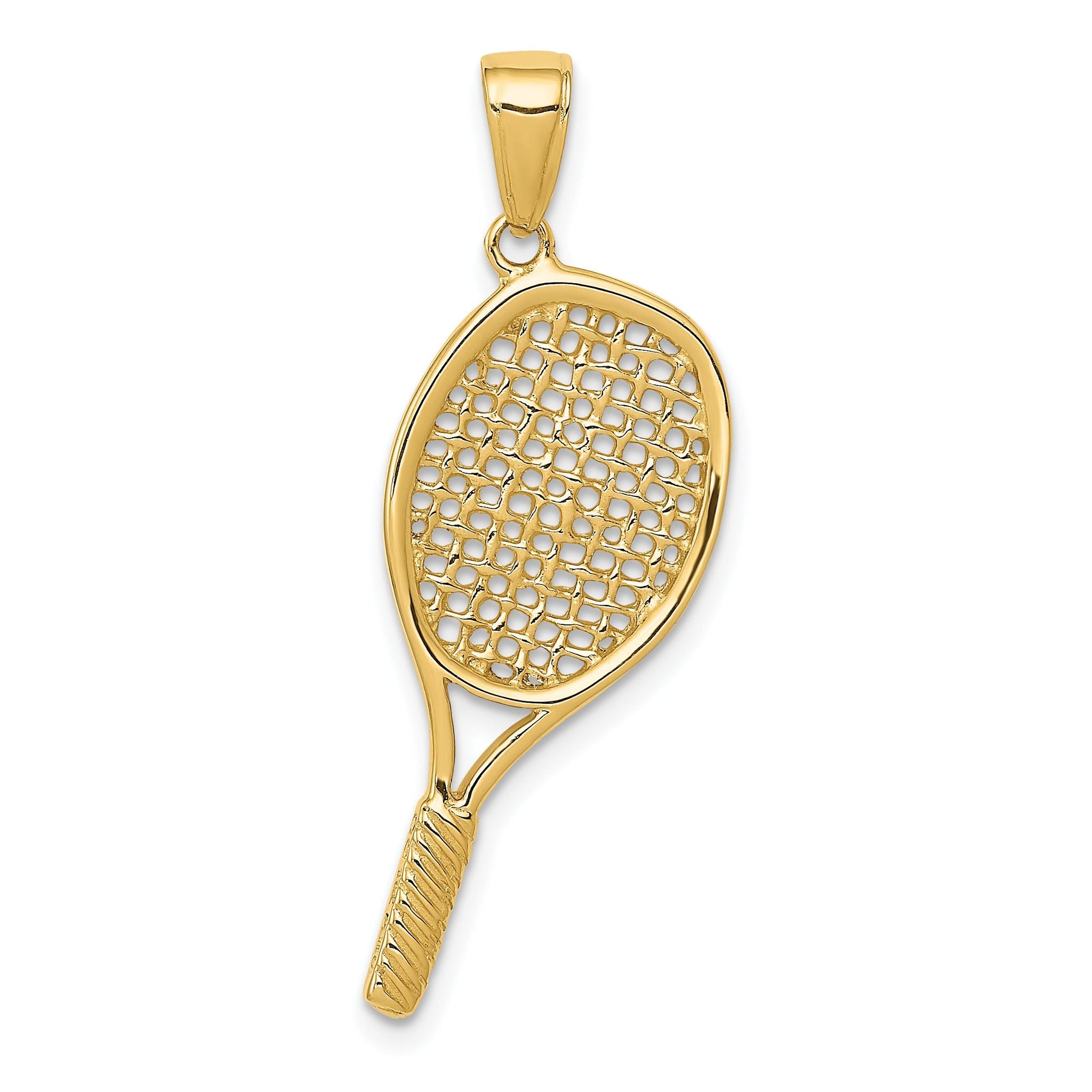 14K Gold 3D Tennis Racquet Pendant for Men  Polished, Solid, Textured Main image