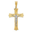 14K Two-Tone Gold Crucifix Pendant with Polished Satin Finish Elegant Religious Jewelry