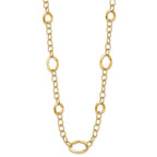 14K Gold Fancy Link Necklace with Polished Finish and Extender