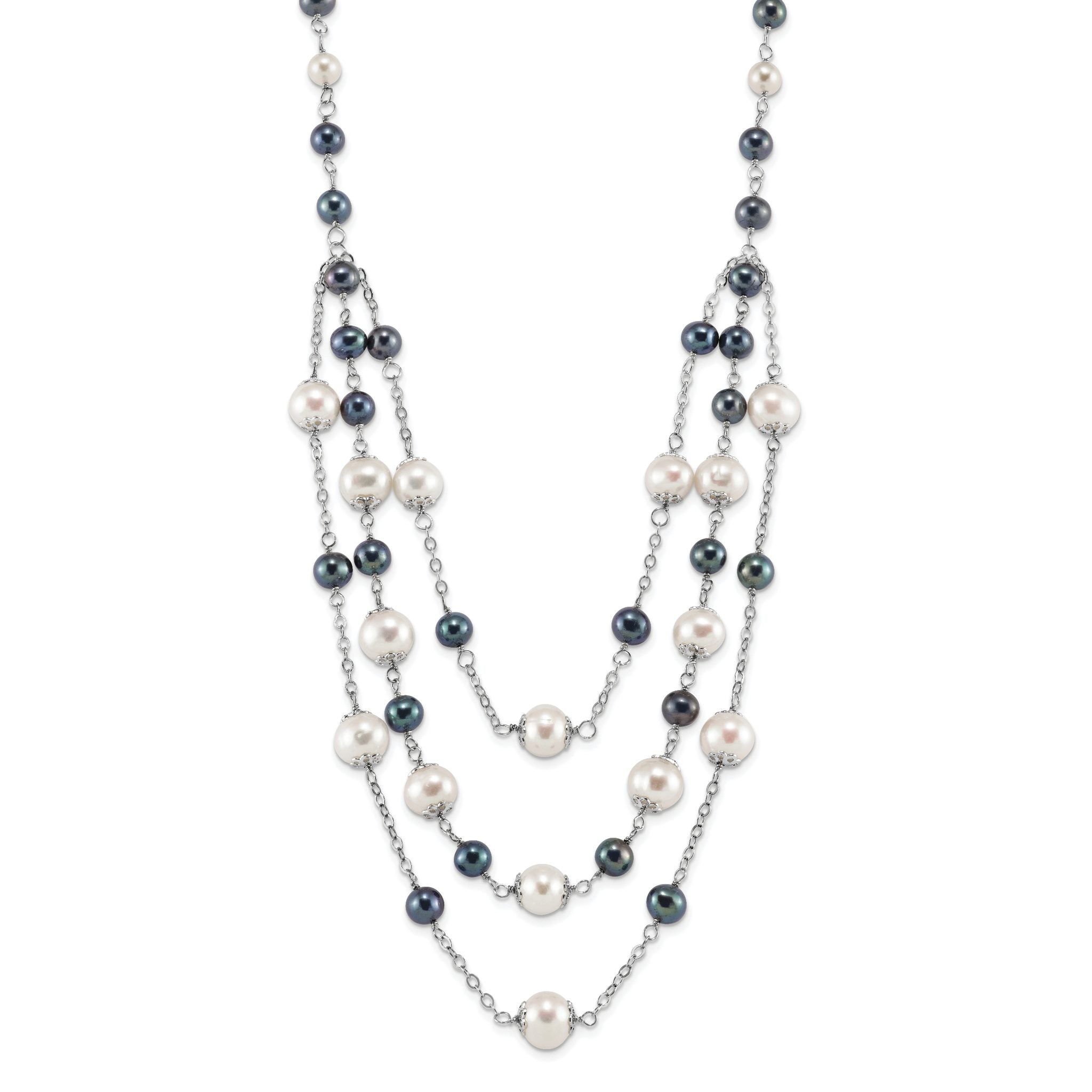 Sterling Silver Multi-Color Freshwater Pearl Necklace with Extender Main image