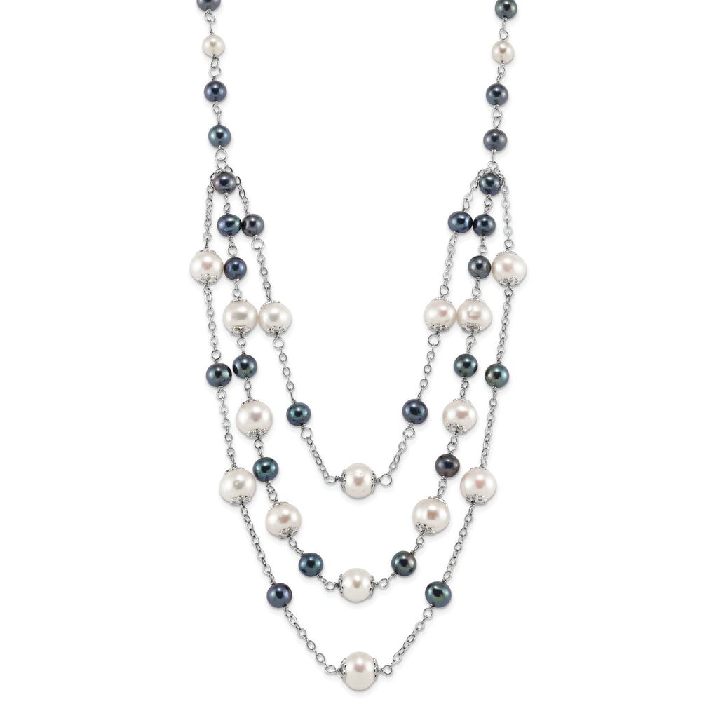 Sterling Silver Multi-Color Freshwater Pearl Necklace with Extender