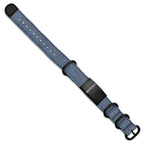 Stainless Steel Brushed Black IP-plated Blue Jean Fabric Adj. ID Bracelet for Men