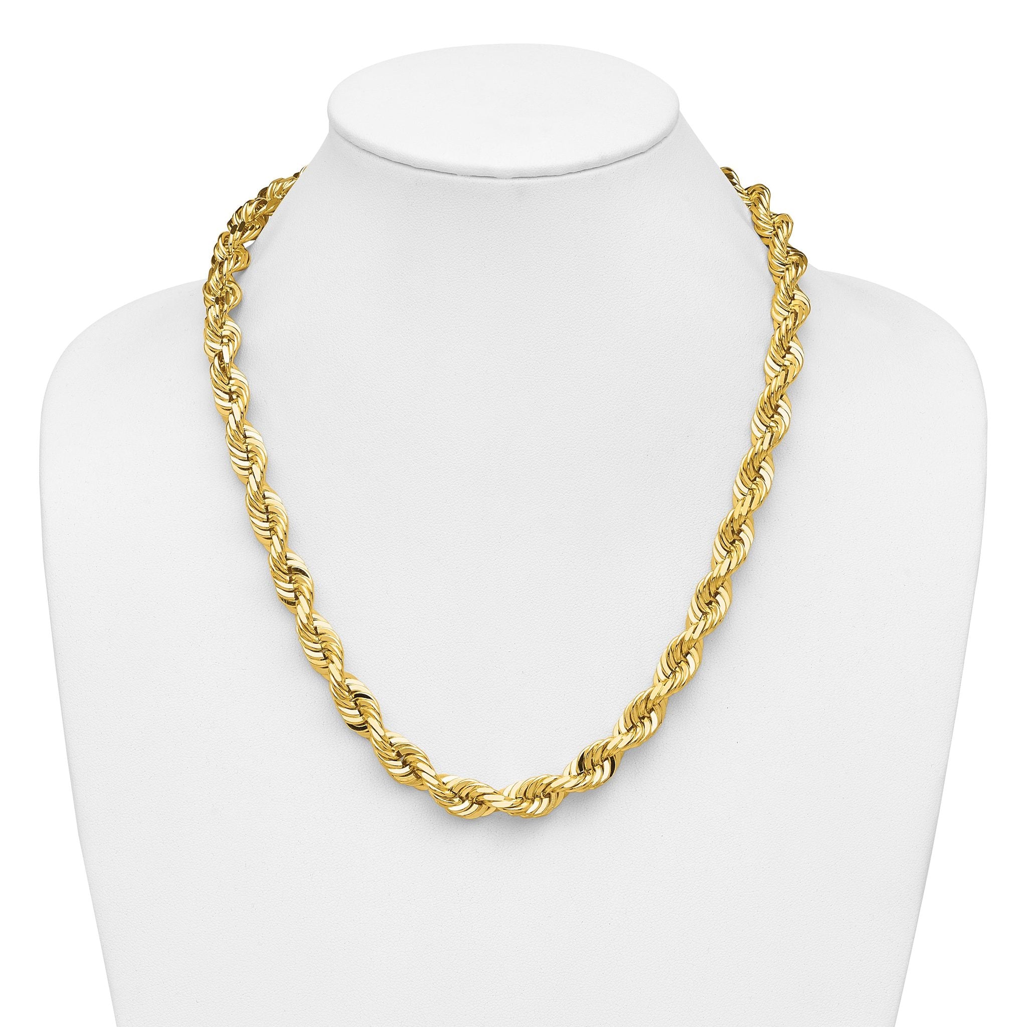 14K 20 inch 10mm Diamond-cut Rope with Fancy Lobster Clasp Chain