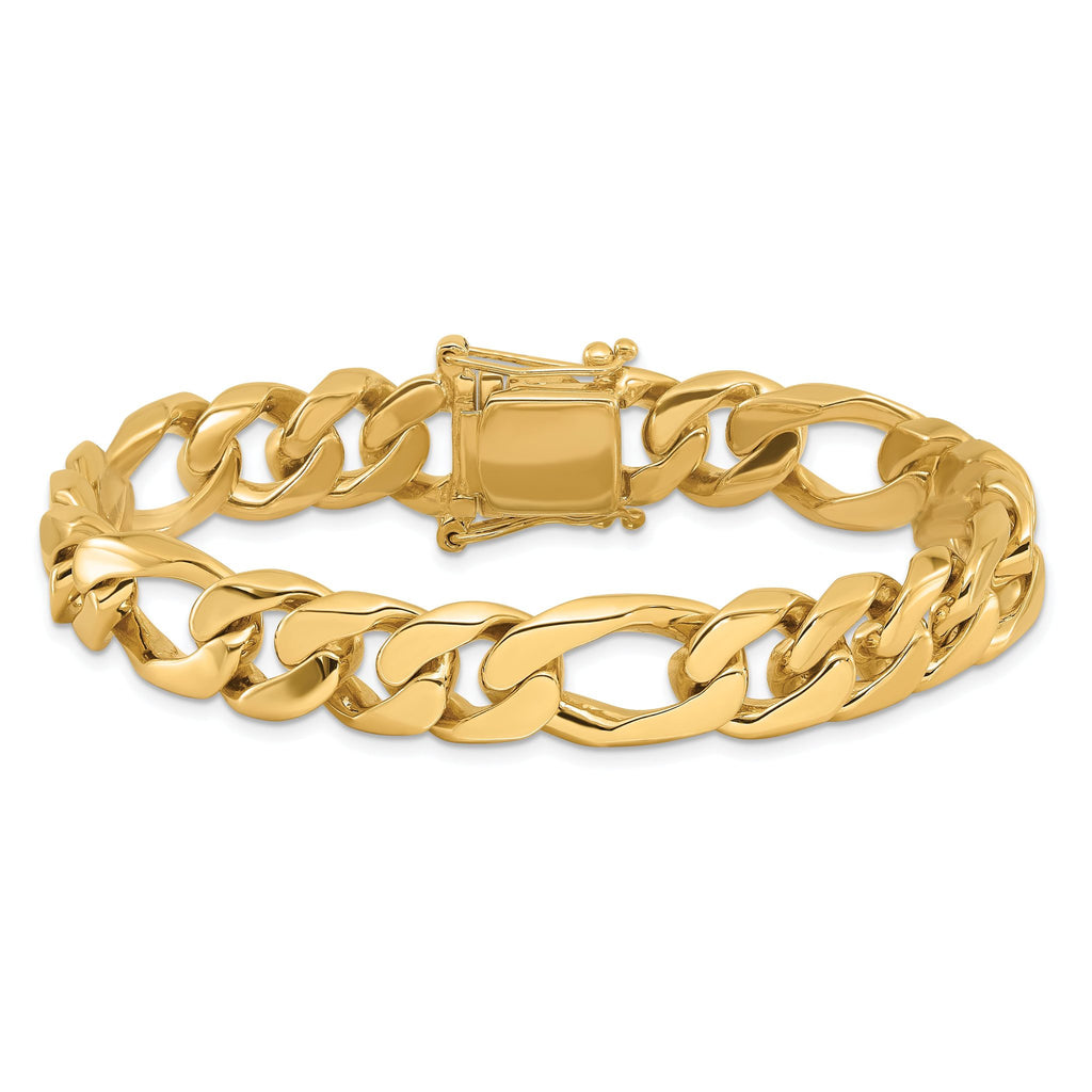 14K 8 inch 10mm Hand Polished Figaro Link with Box Catch Clasp Bracelet