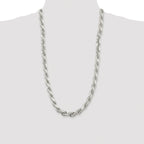 Sterling Silver Rhodium-plated 9.0mm Diamond-cut Rope Chain