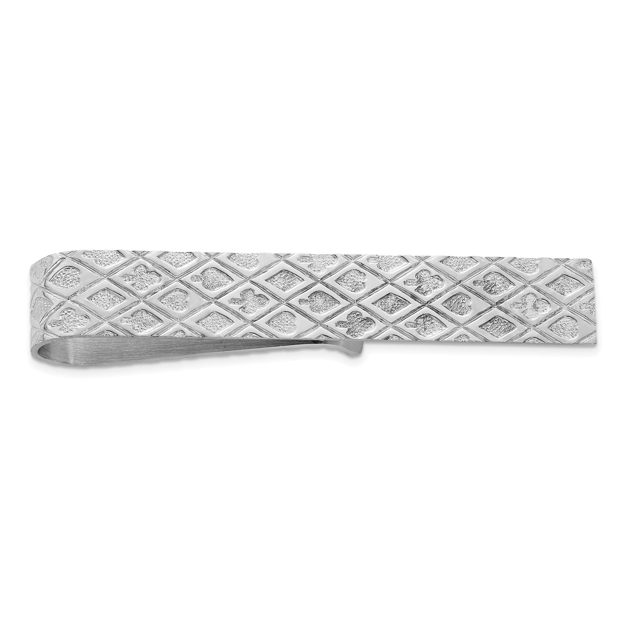 Sterling Silver 925 Polished Tie Bar with Rhodium Plating for Men