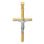 14K Two-Tone Gold Crucifix Pendant with Polished Finish Solid Design