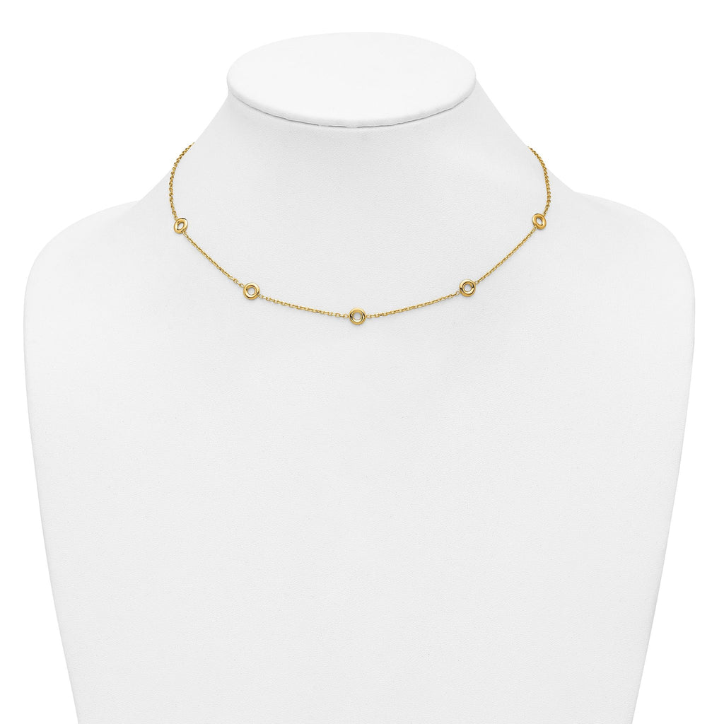 14K Polished Circle Station w/2in Ext. Necklace