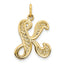 14K Yellow Gold Filigree Letter K Pendant with Polished Finish Elegance