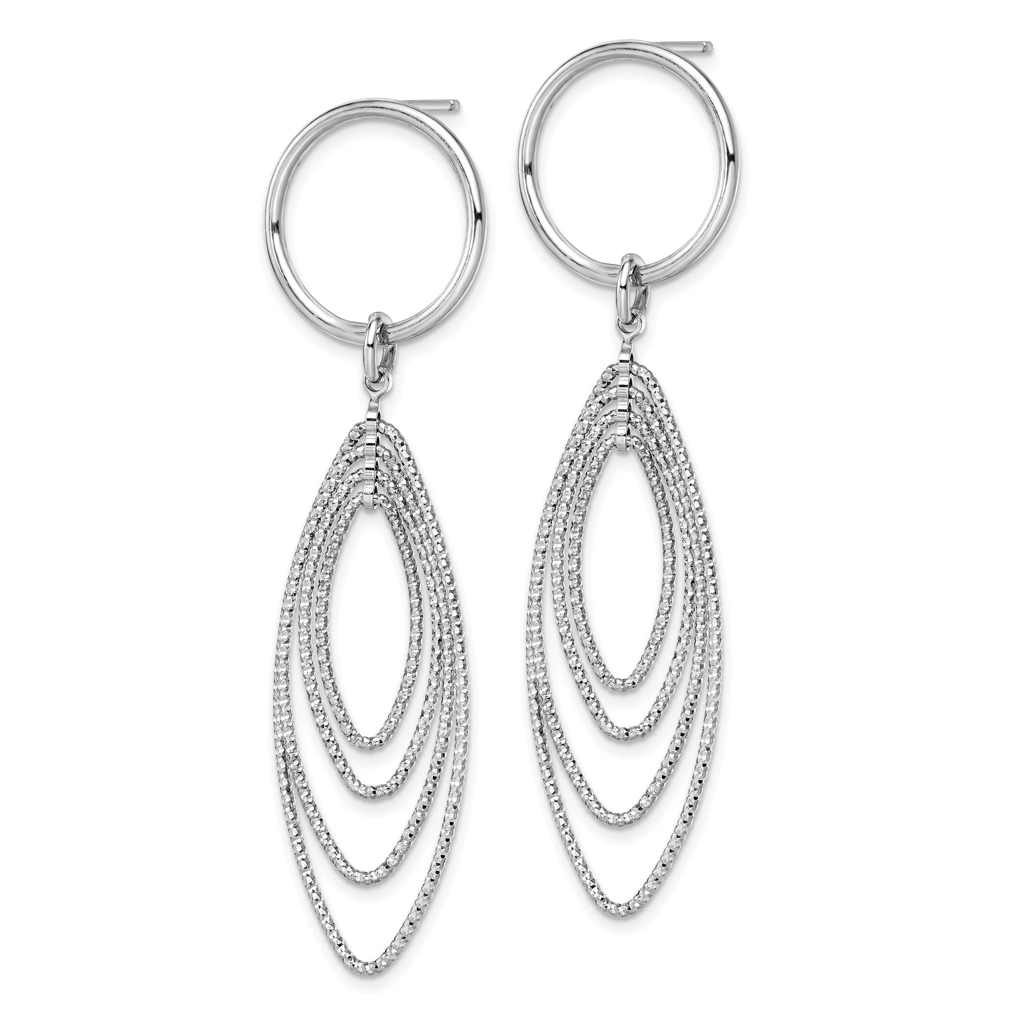 Sterling Silver Rhodium-plated Post Dangle Earrings Secondary image