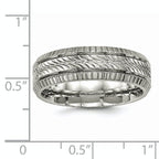 Grooved & Textured Wedding Band in Titanium, 7mm