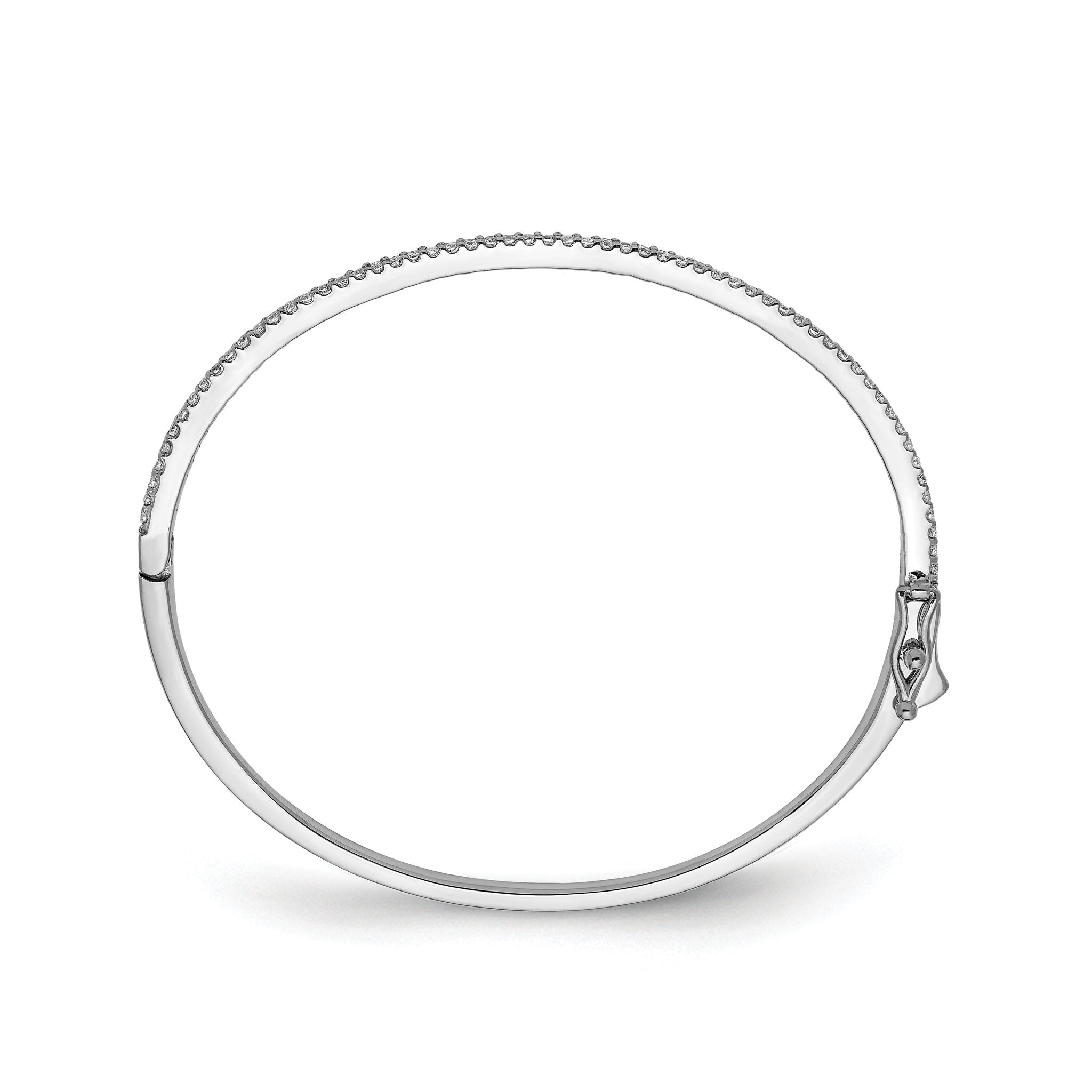 Sterling Shimmer Sterling Silver Rhodium-plated 62 Stone CZ Hinged Bangle Bracelet Secondary image