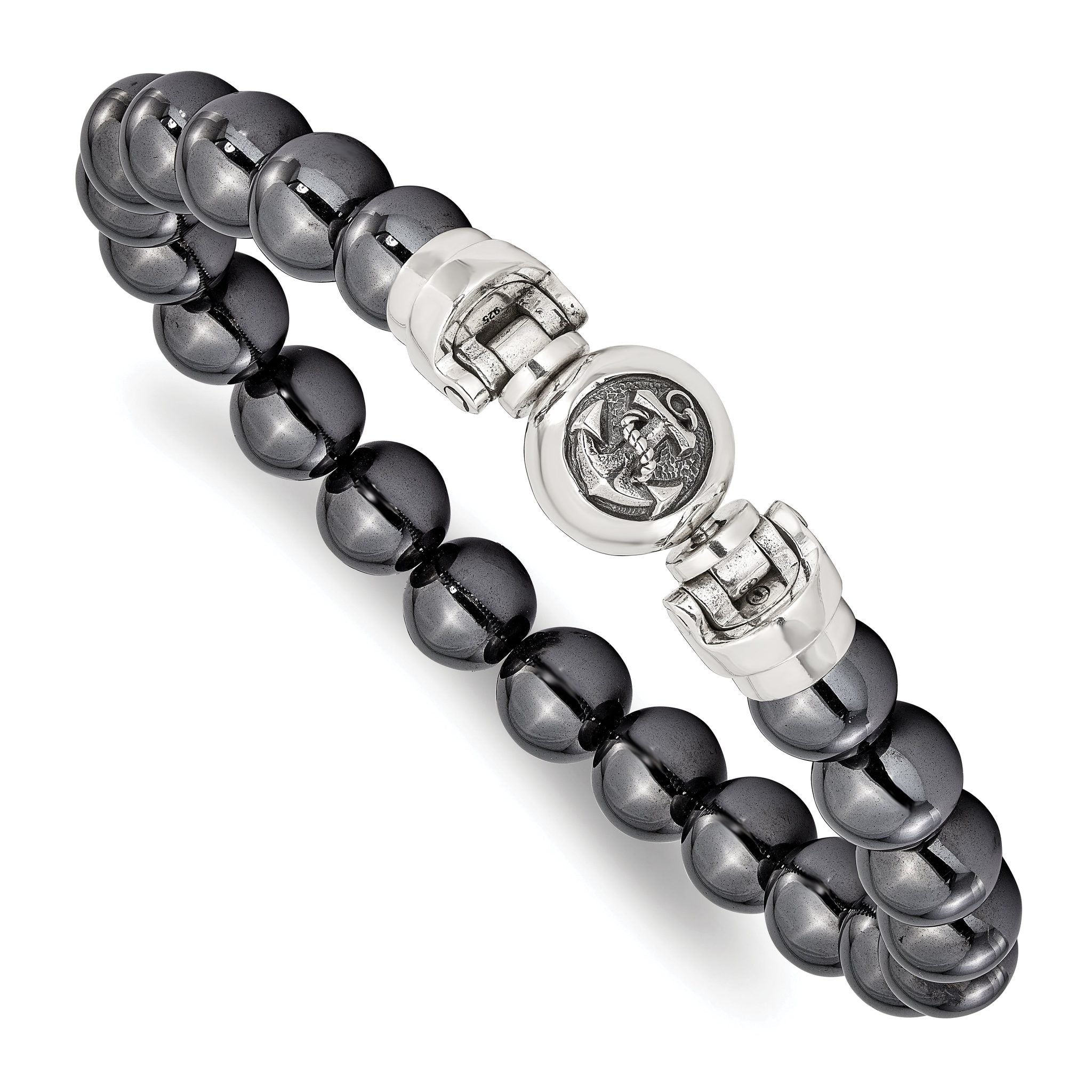Sterling Silver Reflections 10mm Hematite Beaded 8in Bracelet/Bead not included, sold seperately