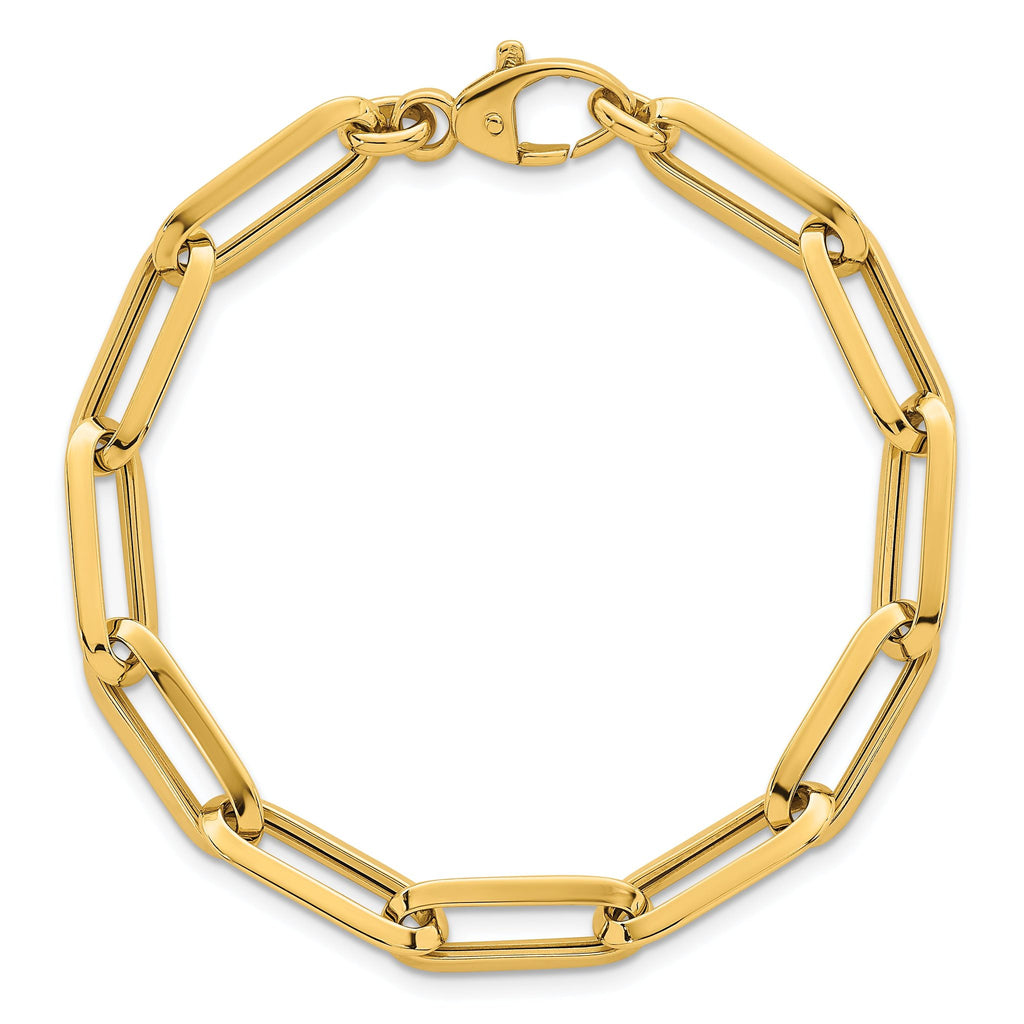 14k Polished 7mm Paperclip Link Chain 7.5 inch Bracelet