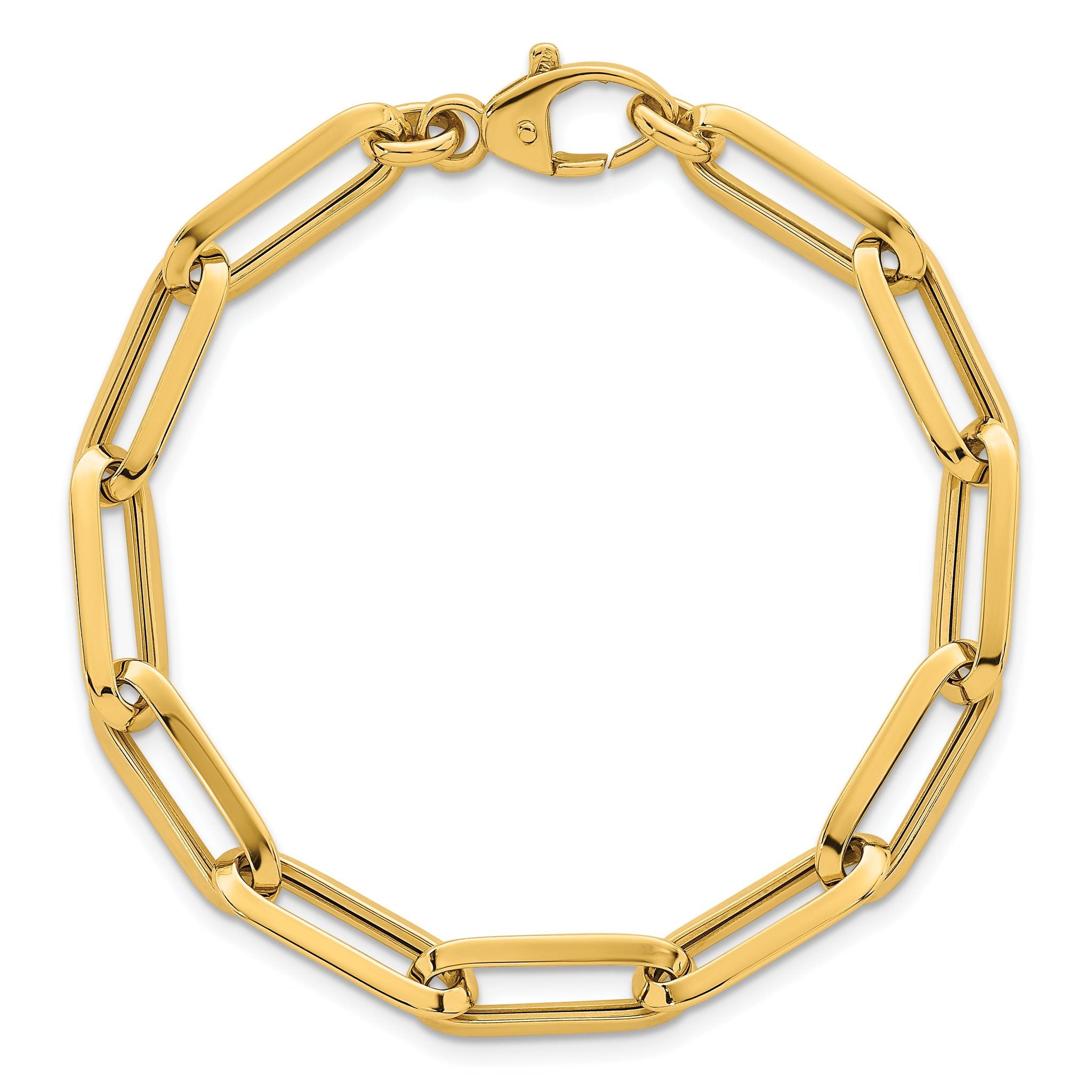 14k Polished 7mm Paperclip Link Chain 7.5 inch Bracelet