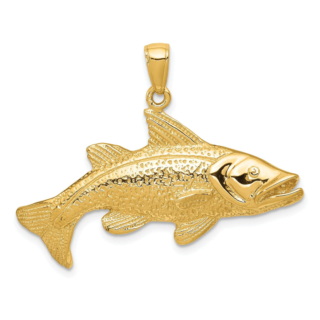 14K Gold Men's Redfish Pendant with Polished Solid Finish