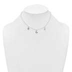 Sterling Silver Polished White CZ Heart/Flower/Butterfly Childrens 14 inch with 1 inch Extension Necklace