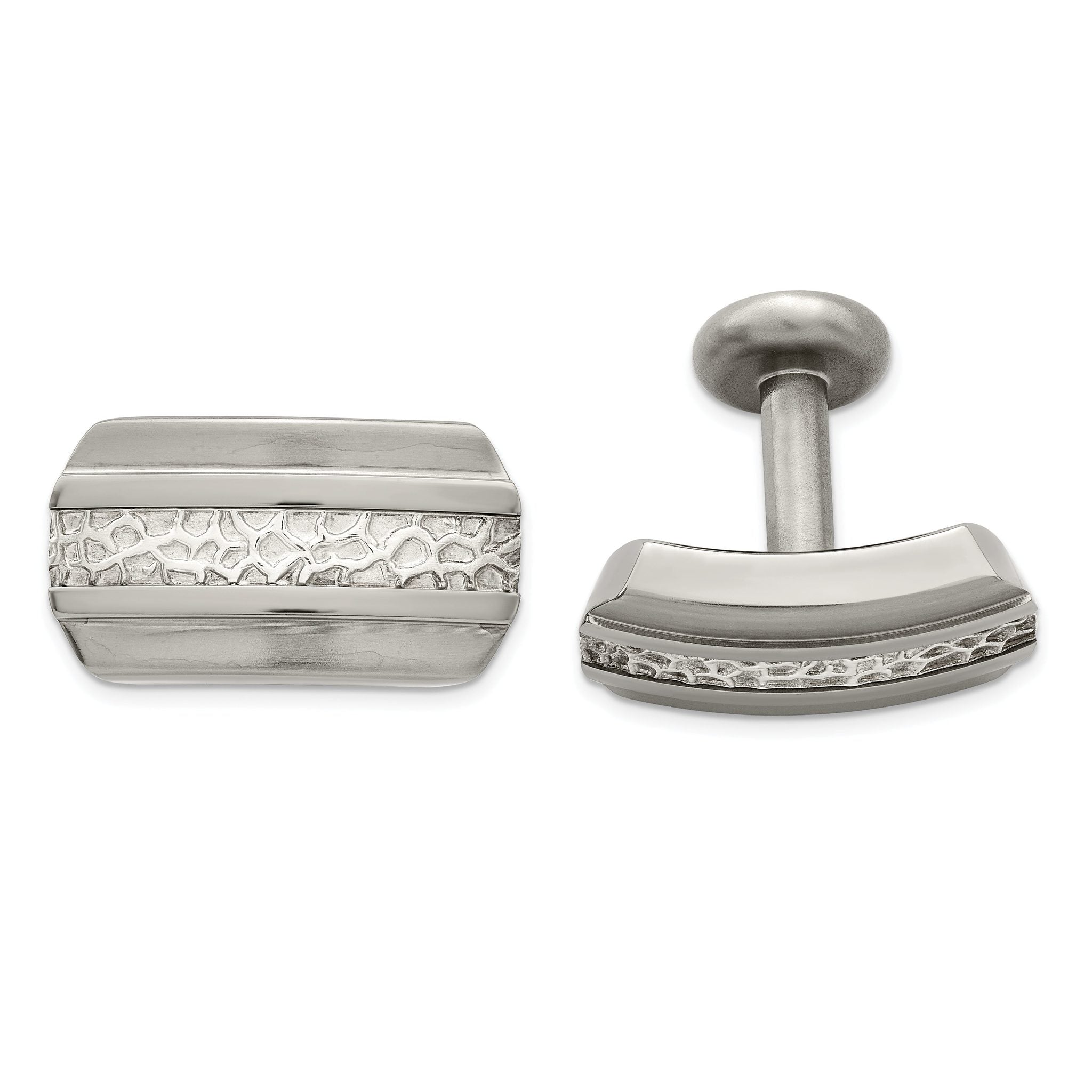 Brushed Titanium & Sterling Silver Cuff Links by Edward Mirell