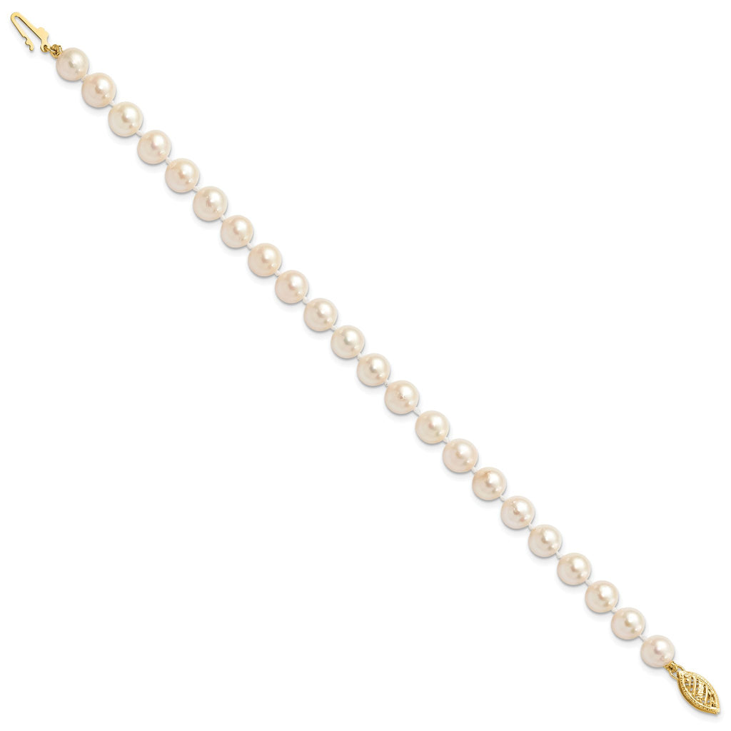 14k 6-7mm White Round Akoya Saltwater Cultured Pearl Necklace